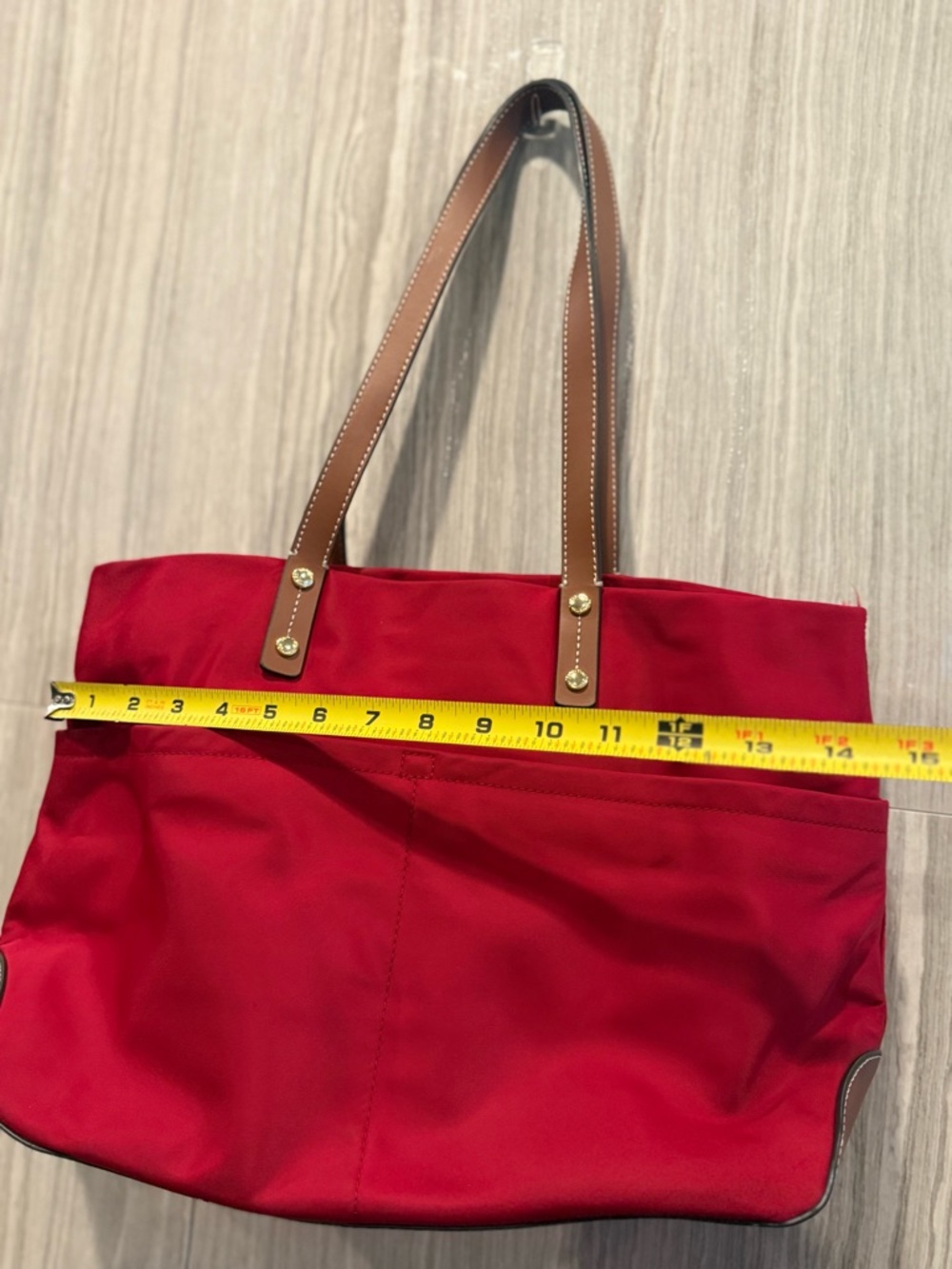 Calvin Klein Red Tote with Brown Handles - Picture 2 of 4